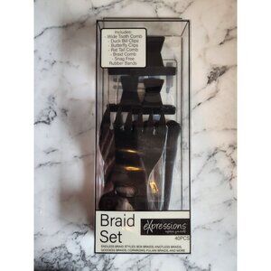 Expressions 40 pc Braid Set Wide Tooth Comb Duck Bill Butterfly Clips Rat Tail